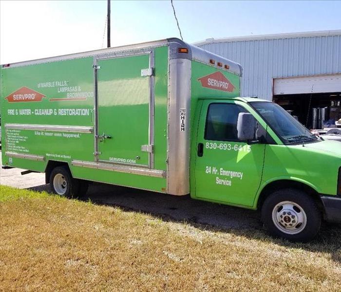 green SERVPRO truck